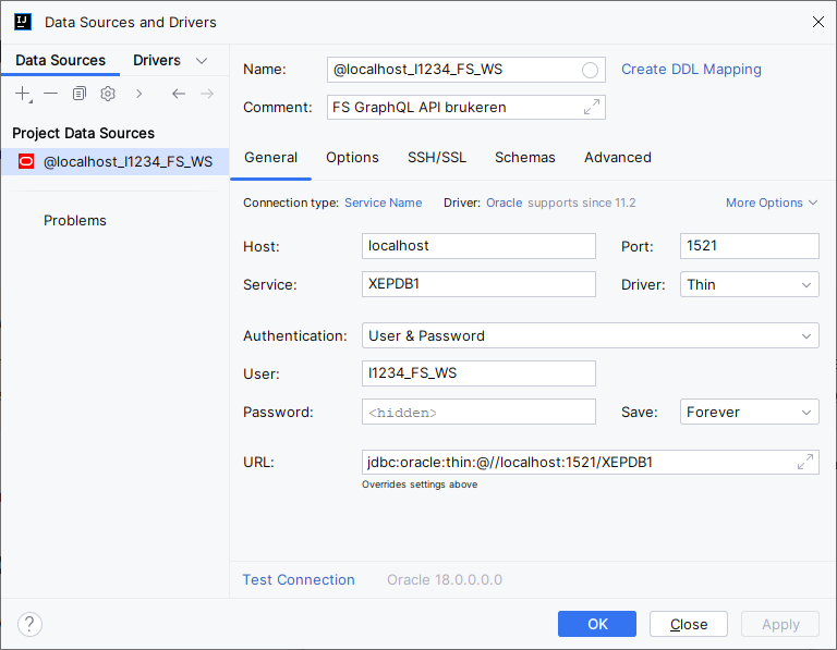 IntelliJ - ny database connection